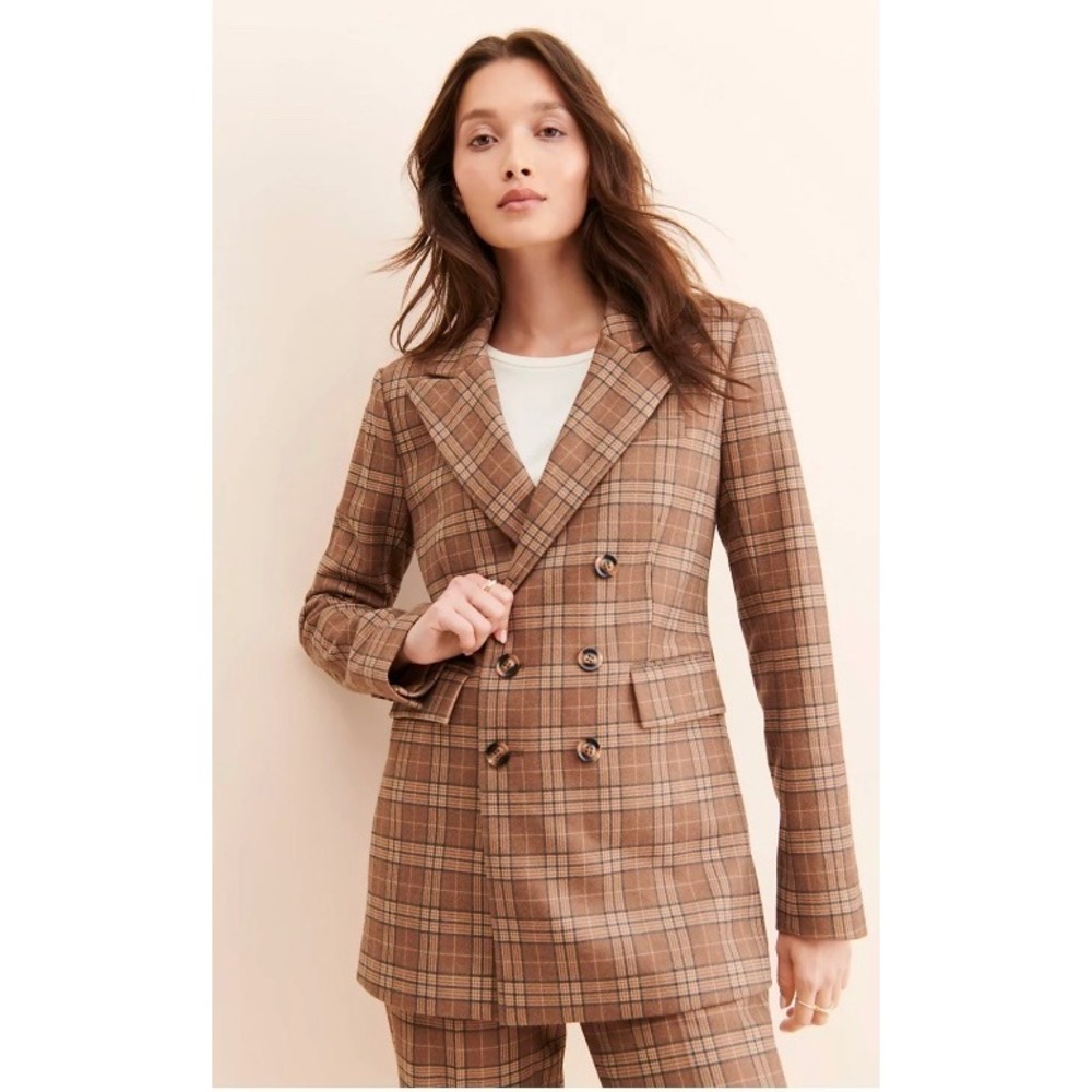 Favorite Daughter Phoebe Plaid Blazer Brown Plaid Jacket Size S